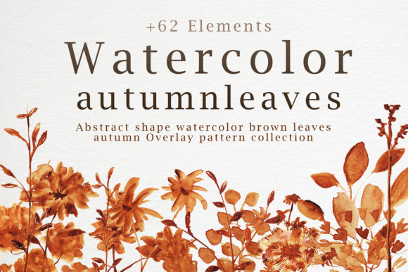 Abstract Shape Watercolor Brown Leaves Pattern for Crafters & Etsy Sellers