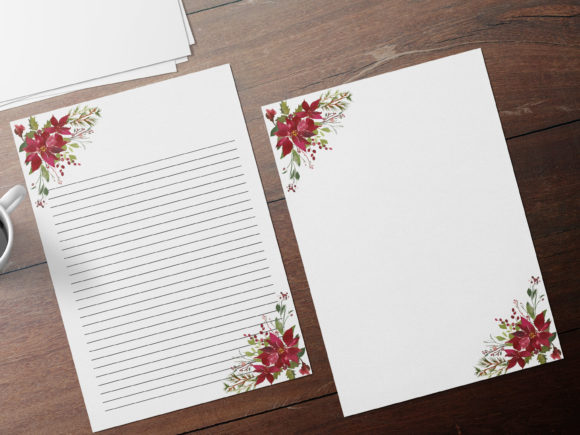 Chistmas Watercolor Flowers Note Paper Review for Embroidery Designers