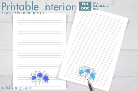 Cute Watercolor Soft Flowers KDP Journal Interiors