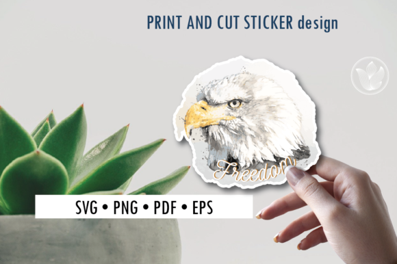 Eagle Freedom SVG Watercolor Sticker for Crafts & Creative Design Projects