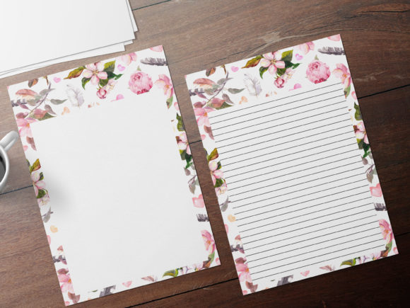 Pink Cotton Watercolor Flower Stationery for Soft, Feminine Branding in Print Templates