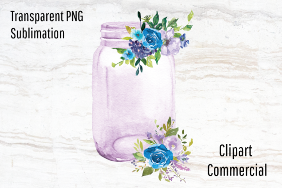 Purple Mason Jar Watercolor Clipart PNG for Crafting & Graphic Templates