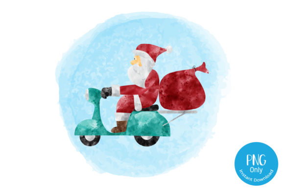 Santa Claus Ride Scooter Watercolor Review for Real Embroidery Projects