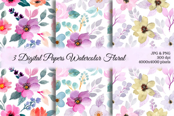 Seamless Pattern Floral Watercolor 32