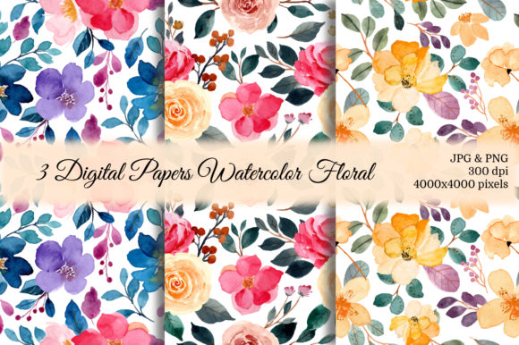 Seamless Pattern Floral Watercolor 45 for Etsy & Digital Sellers