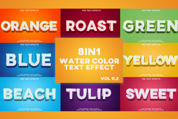Text Effect 8 in 1 Watercolor: Layer Styles for Soft, Artistic Branding