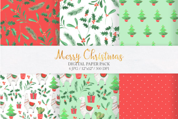 Watercolor Christmas Llama Digital Paper Review