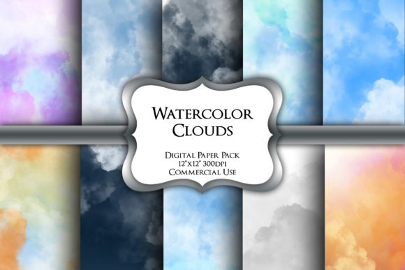 Watercolor Clouds Digital Paper Pack Review