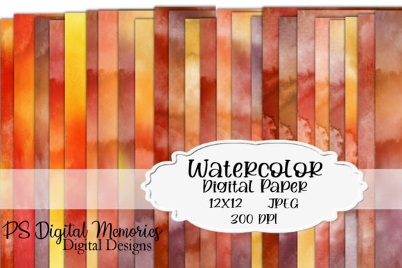 Watercolor Digital Paper Colors of Fall for Branding & Marketing Backgrounds