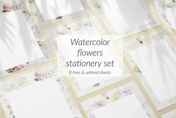 Watercolor Flowers Stationery Set β A Soft, Elegant Print Template for Crafters & Etsy Sellers