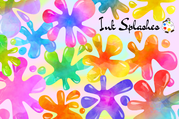 Watercolor Ink Splashes Blotches for Crafts