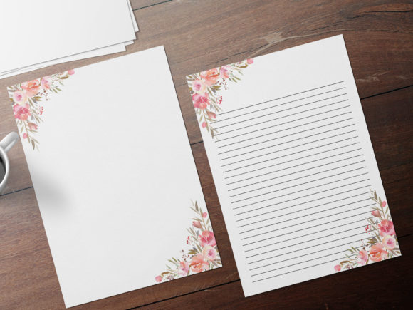 Watercolor Roses Printable Stationery for Print Templates and Digital Product Sellers